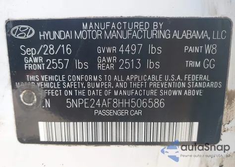 2017 Hyundai Sonata from USA, damaged, VIN 5NPE24AF8HH506586